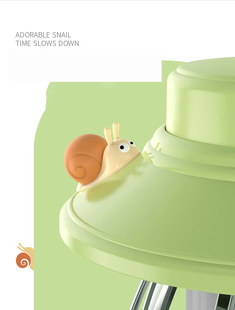 Green Retro Snail Night Light - Portable Rechargeable Camping Lantern with Hook, 3-Color Dimming 5