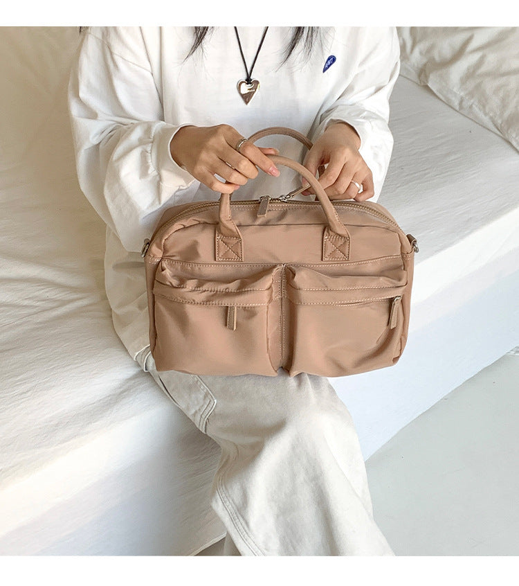 White Casual Nylon Tote Bag - Lightweight Korean-Style Crossbody Bag, Large Capacity 6