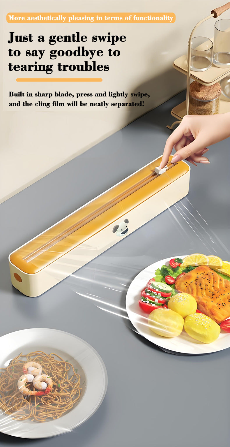 2 Pcs Beige And white Bidirectional Cling Film Cutter - Reusable Wrap Dispenser for Cling Film, Foil, and Parchment, 36x7x5cm (Cling Film Not Included) 3