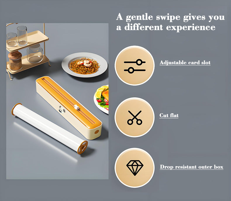 2 Pcs Beige And white Bidirectional Cling Film Cutter - Reusable Wrap Dispenser for Cling Film, Foil, and Parchment, 36x7x5cm (Cling Film Not Included) 7