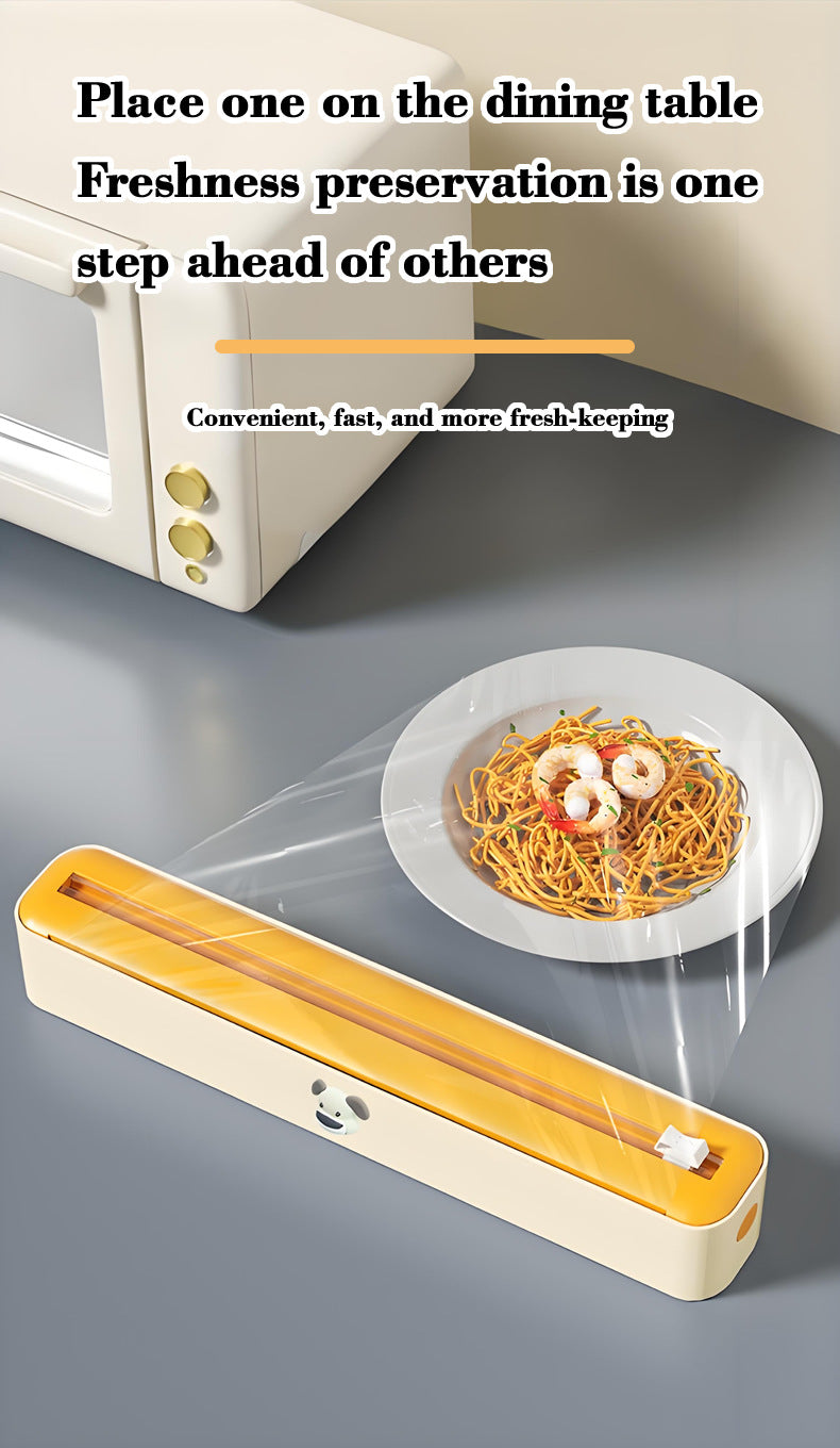 2 Pcs Beige And Yellow Bidirectional Cling Film Cutter - Reusable Wrap Dispenser for Cling Film, Foil, and Parchment, 36x7x5cm (Cling Film Not Included) 8