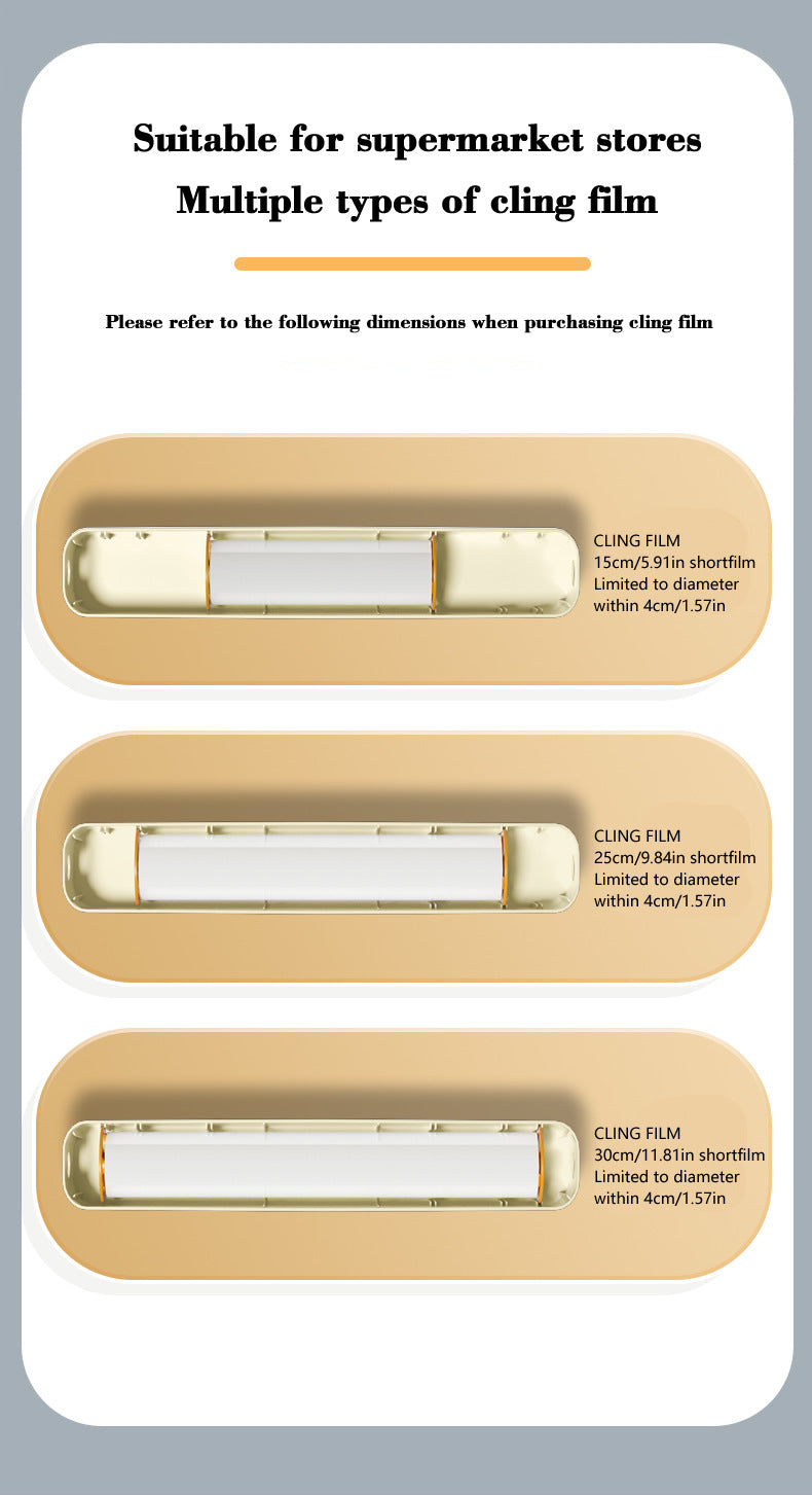 2 Pcs Beige And Yellow Bidirectional Cling Film Cutter - Reusable Wrap Dispenser for Cling Film, Foil, and Parchment, 36x7x5cm (Cling Film Not Included) 10