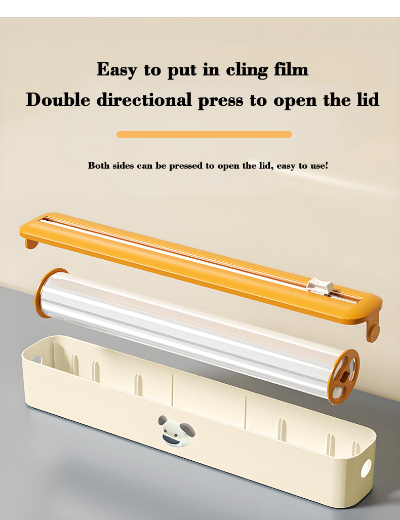 2 Pcs Beige And Blue Bidirectional Cling Film Cutter - Reusable Wrap Dispenser for Cling Film, Foil, and Parchment, 36x7x5cm (Cling Film Not Included) 5