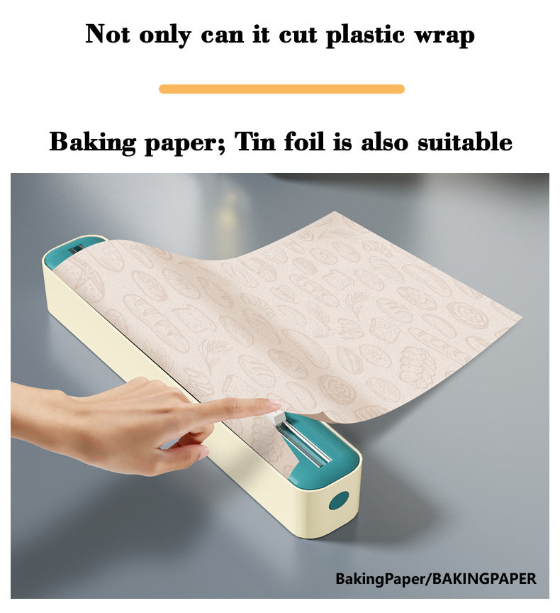 2 Pcs Beige And Blue Bidirectional Cling Film Cutter - Reusable Wrap Dispenser for Cling Film, Foil, and Parchment, 36x7x5cm (Cling Film Not Included) 11