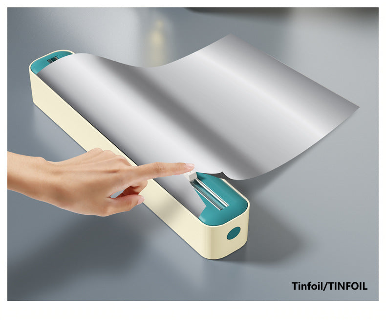 2 Pcs Beige And Green Bidirectional Cling Film Cutter - Reusable Wrap Dispenser for Cling Film, Foil, and Parchment, 36x7x5cm (Cling Film Not Included) 12