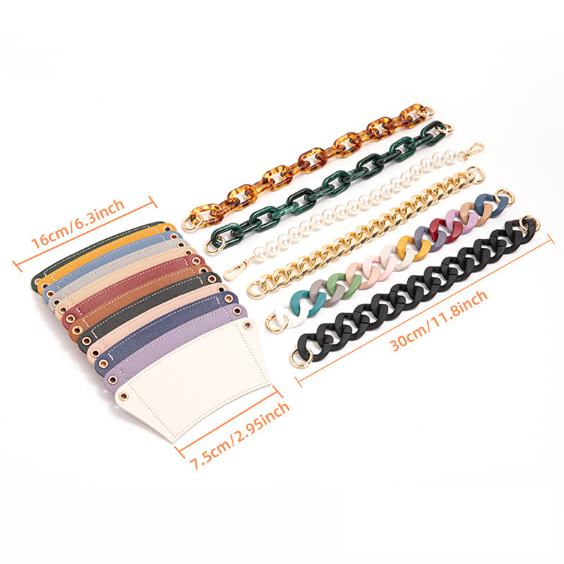 2 Pcs Beige Detachable Chain Coffee Cup Sleeve - PU Leather Insulated Cup Holder with Handle, 16cm Top, 70g(Cup not included, only cup sleeve and chain) 3