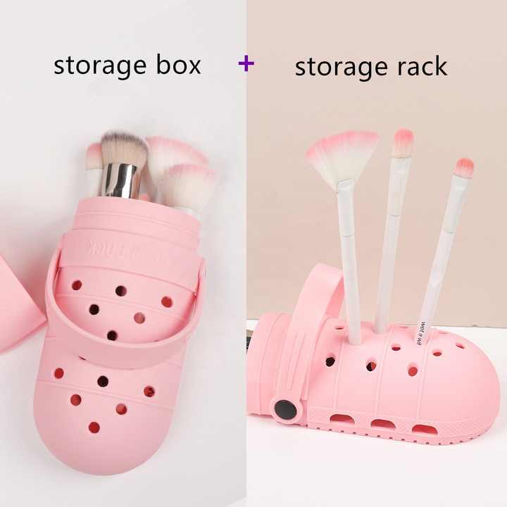 2 Pcs Purple Portable Makeup Brush Holder - Silicone Cosmetic Organizer with 21 Slots, Washable, 20x8x5cm, 170g(makeup brush not included) 4
