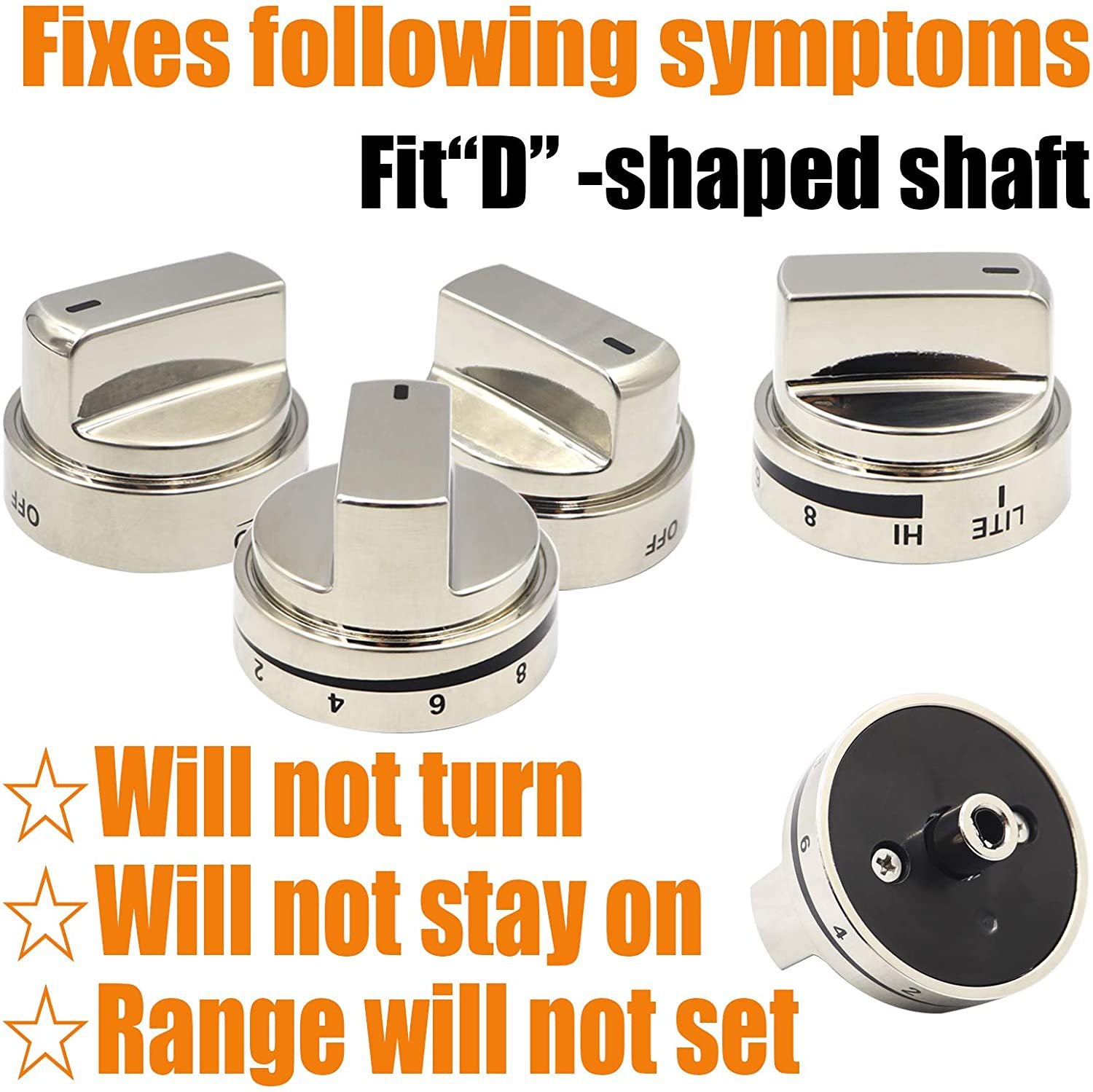 2 Pcs Silver AEZ73453509 Oven Stove Knob Assembly - Stainless Steel Replacement for AEZ72909008, Easy Install & Durable Upgrade 6