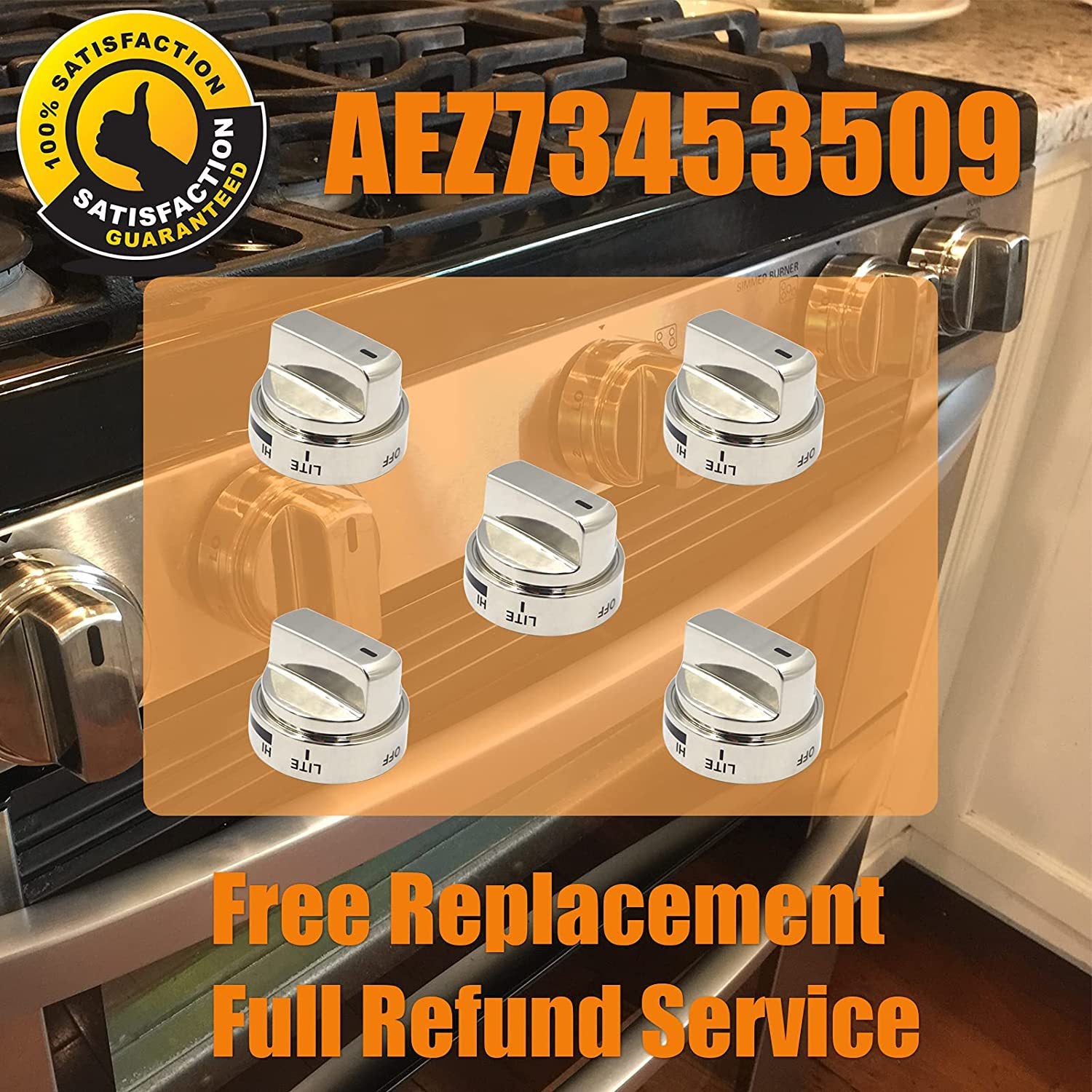 2 Pcs Silver AEZ73453509 Oven Stove Knob Assembly - Stainless Steel Replacement for AEZ72909008, Easy Install & Durable Upgrade 8