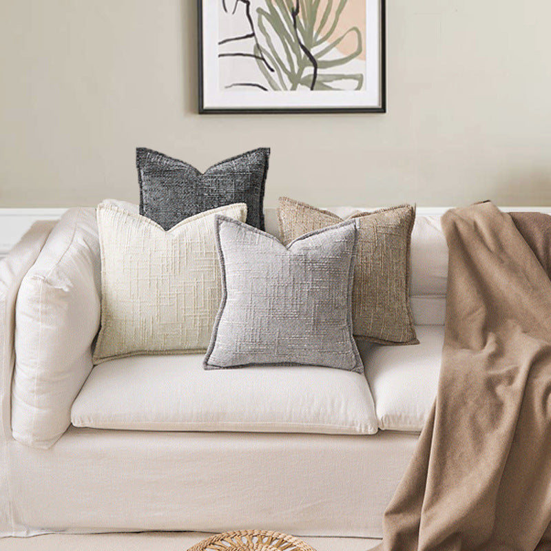 Khaki Chenille Crosshatch Textured Pillow Covers Set of 2 - Modern Minimalist Sofa Bed Cushion Covers 45x45cm & 30x50cm(without pillow core) 4