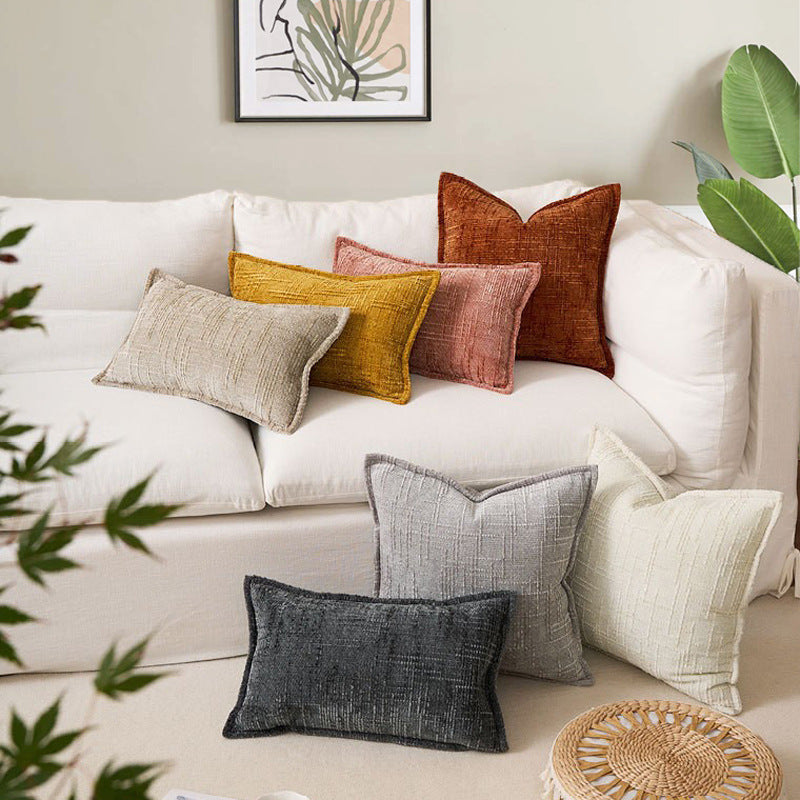 Dark Grey Chenille Crosshatch Textured Pillow Covers Set of 2 - Modern Minimalist Sofa Bed Cushion Covers 45x45cm & 30x50cm(without pillow core) 3