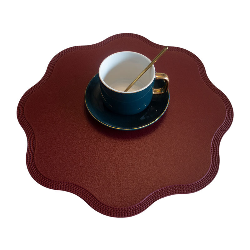 Red Nordic Style Faux Leather Placemats Set of 4 - Heat-Resistant Waterproof Table Mats 38x38cm(cutlery not included) 4
