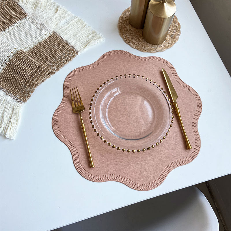 Pink Nordic Style Faux Leather Placemats Set of 4 - Heat-Resistant Waterproof Table Mats 38x38cm(cutlery not included)