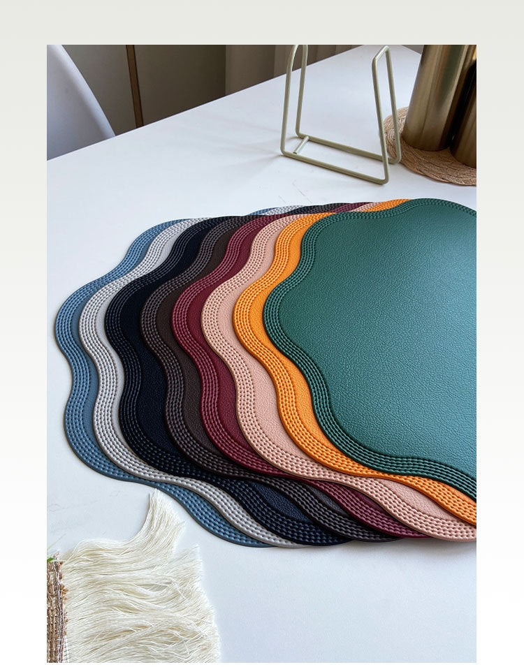 Pink Nordic Style Faux Leather Placemats Set of 4 - Heat-Resistant Waterproof Table Mats 38x38cm(cutlery not included) 6