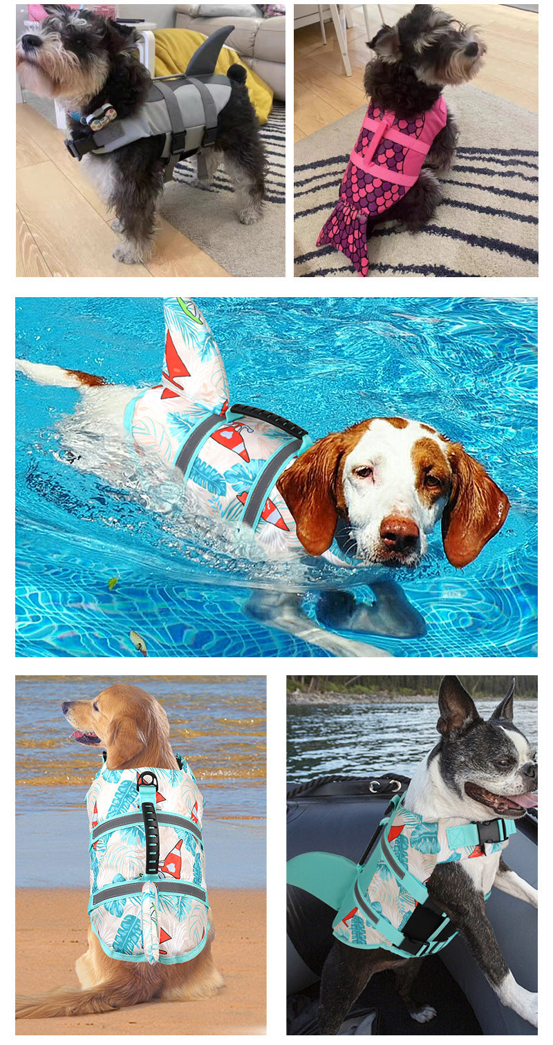 Size XS Pink Scale Pattern Pet Life Jacket for Dogs - Summer Swimming Safety Vest with Shark Fin for Small to Large Breeds 7