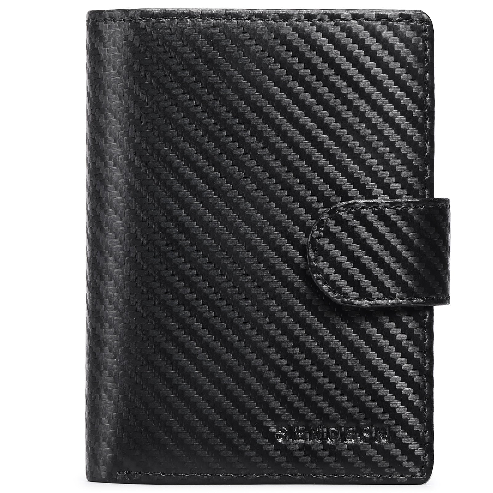 Black Plaid Men's Short Leather Wallet with RFID Protection - Genuine Cowhide Cardholder with Coin Pocket
