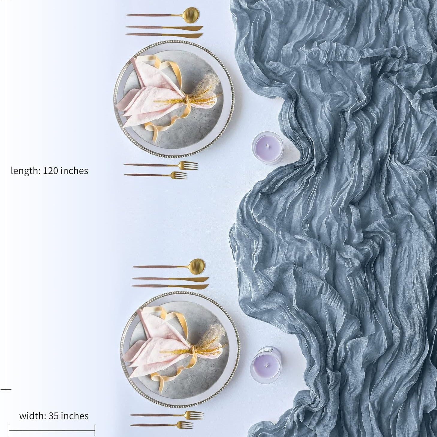 White Bohemian Gauze Table Runner 2-Pack - Polyester Fabric for Party and Birthday Table Decor