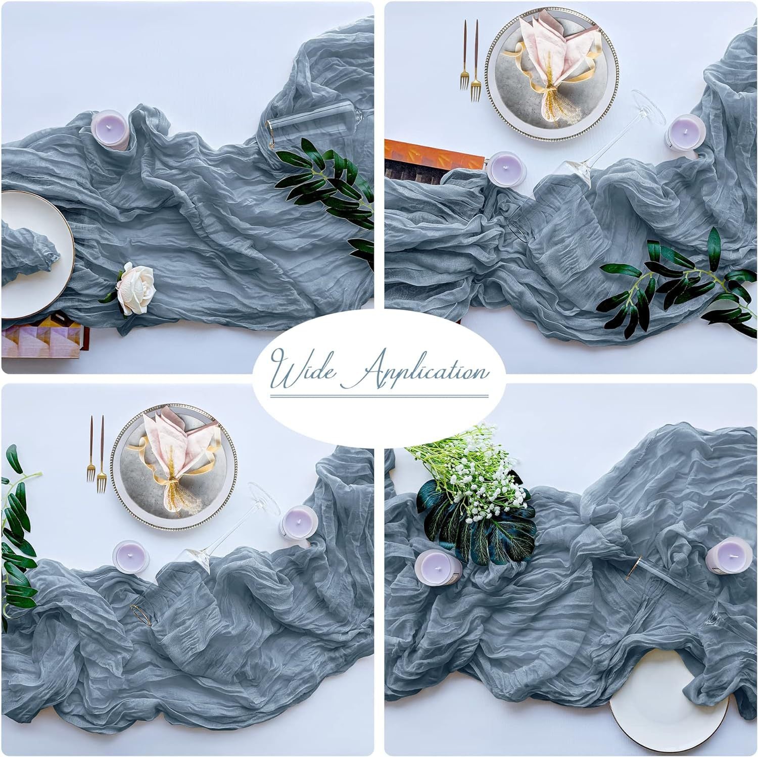 Light Green Bohemian Gauze Table Runner 2-Pack - Polyester Fabric for Party and Birthday Table Decor 10