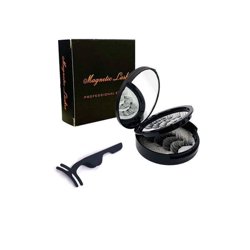 Style 2 Black Magnetic False Eyelashes Kit - 3 Pairs with Applicator Clip and Mirror Case 3
