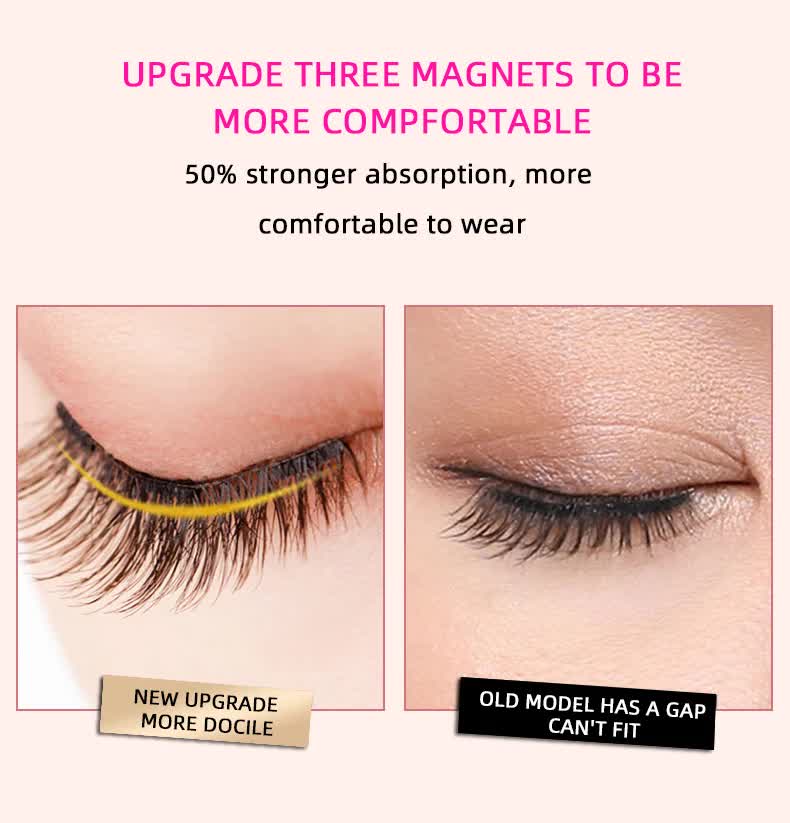 Style 3 Black Magnetic False Eyelashes Kit - 3 Pairs with Applicator Clip and Mirror Case 7