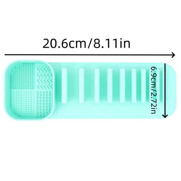 3 Pcs Pink Silicone Makeup Brush Organizer and Cleaning Rack - Wall-Mounted Holder with Brush Cleaning Texture 3