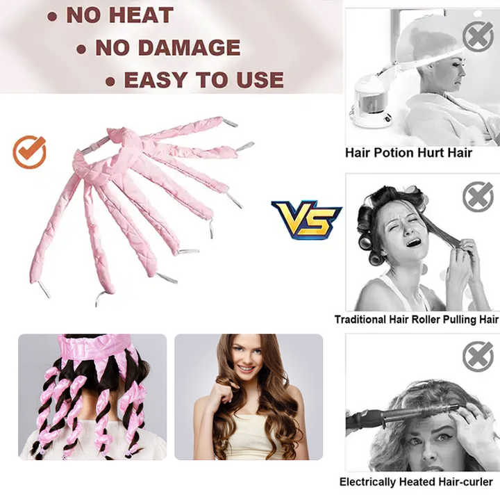 Brown Heatless Octopus Hair Curlers 2-Pack - 50cm Soft Fabric Curling Rods for Effortless, Damage-Free Curls 3