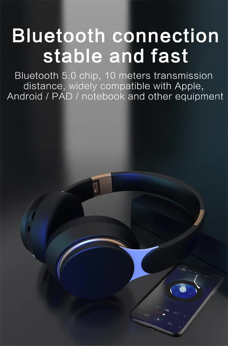 White Wireless Bluetooth Headphones with Noise Reduction - Heavy Bass, Long Battery Life, TF Card Support 4