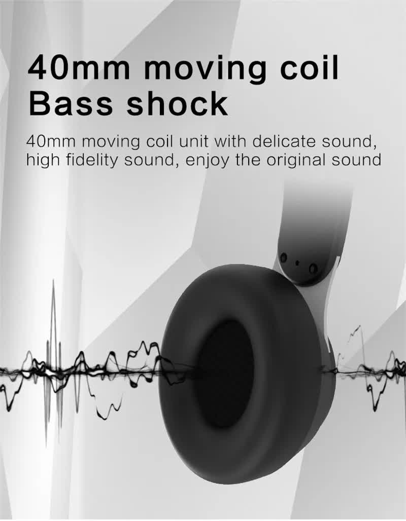 White Wireless Bluetooth Headphones with Noise Reduction - Heavy Bass, Long Battery Life, TF Card Support 5