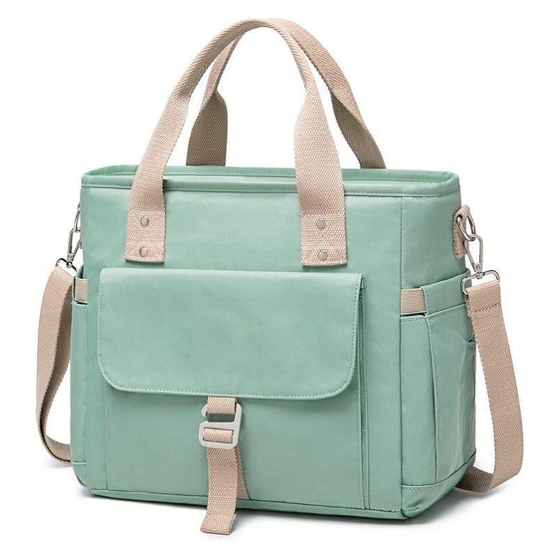 Green Spacious Insulated Lunch Bag - Wide Open Design, Removable Strap, Side Water Bottle Pockets - Perfect for Work, Picnic & Travel