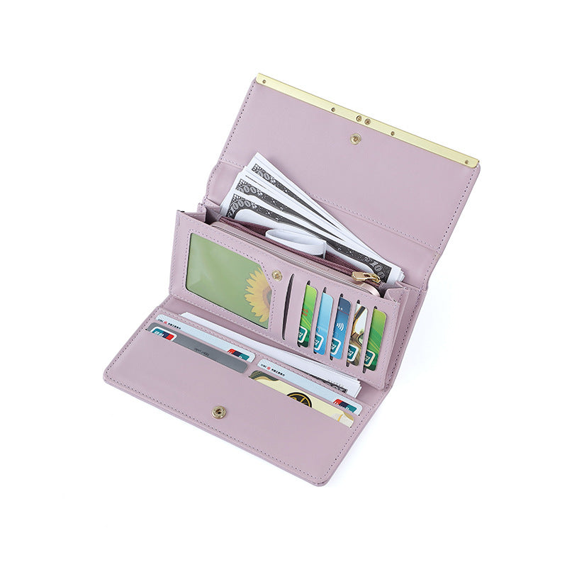 Purple Elegant Women's Long Wallet - Clutch Purse with Zip Coin Pocket & Card Slots 4