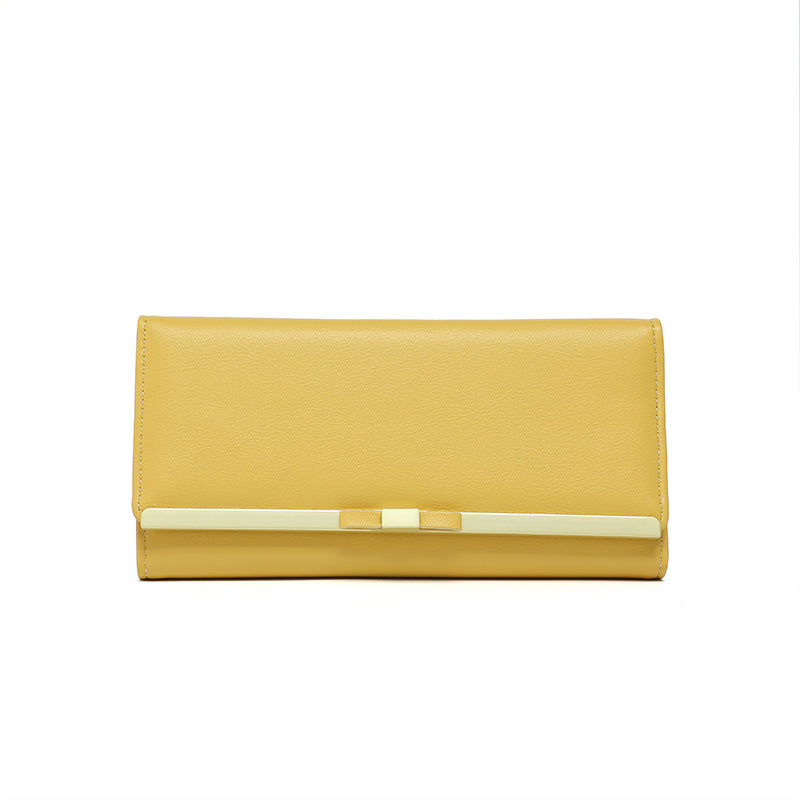 Yellow Elegant Women's Long Wallet - Clutch Purse with Zip Coin Pocket & Card Slots