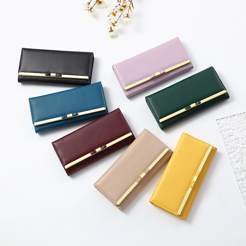 Yellow Elegant Women's Long Wallet - Clutch Purse with Zip Coin Pocket & Card Slots