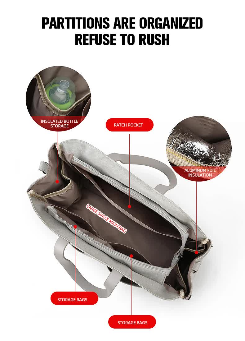 Size Small Black Stylish Multi-Function Diaper Bag - Insulated Tote with Shoulder Strap for Baby Essentials 7