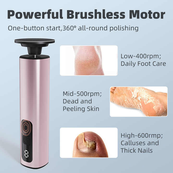 Black Rechargeable Electric Foot File with 9 Speed Settings - Callus Remover for Smooth Feet 3