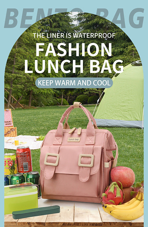 Green Multifunctional Insulated Lunch Bag for Women - Waterproof, Lightweight, and Stylish for Picnics and Outings