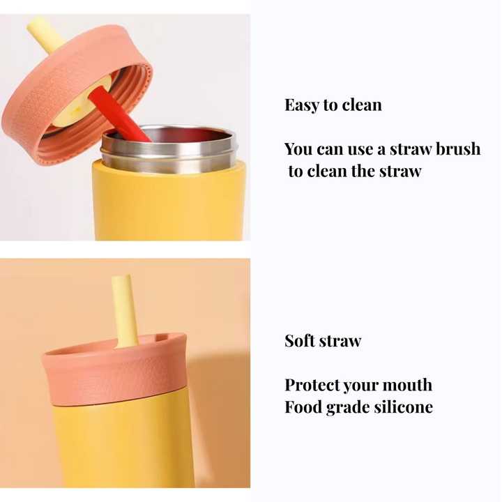 2 Pcs Pink 12oz Insulated Tumbler with Straw - 304 Stainless Steel, BPA-Free, Leak-Proof Coffee Mug for Hot and Cold Drinks 3