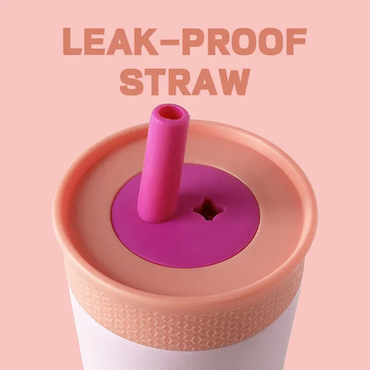 2 Pcs Pink 12oz Insulated Tumbler with Straw - 304 Stainless Steel, BPA-Free, Leak-Proof Coffee Mug for Hot and Cold Drinks 6