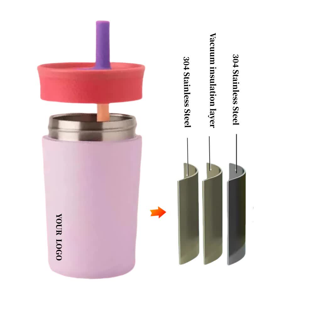 2 Pcs Dark Blue 12oz Insulated Tumbler with Straw - 304 Stainless Steel, BPA-Free, Leak-Proof Coffee Mug for Hot and Cold Drinks 6