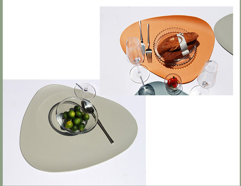 4 Pcs Red Nordic-Style PVC Leather Placemats Set of 4 - Waterproof, Heat-Resistant, and Oil-Proof Triangular Table Mats 5