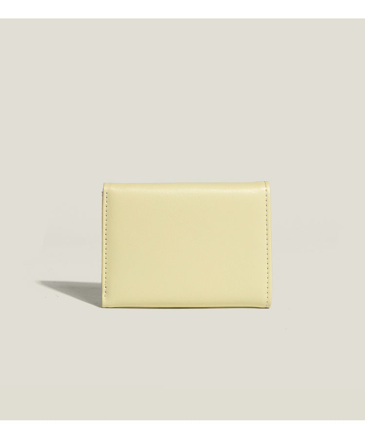Yellow Compact Women's Bow-Accent Wallet - Fresh Minimalist PU Leather Foldable Card Holder with Multiple Slots 4