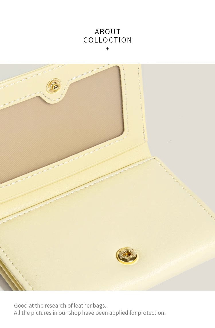 Yellow Compact Women's Bow-Accent Wallet - Fresh Minimalist PU Leather Foldable Card Holder with Multiple Slots 6