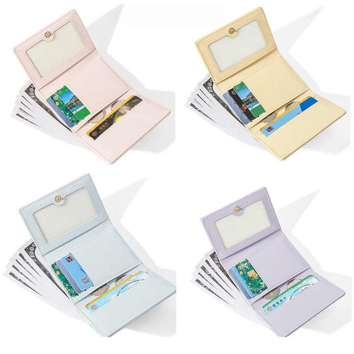 Black Compact Women's Bow-Accent Wallet - Fresh Minimalist PU Leather Foldable Card Holder with Multiple Slots 7