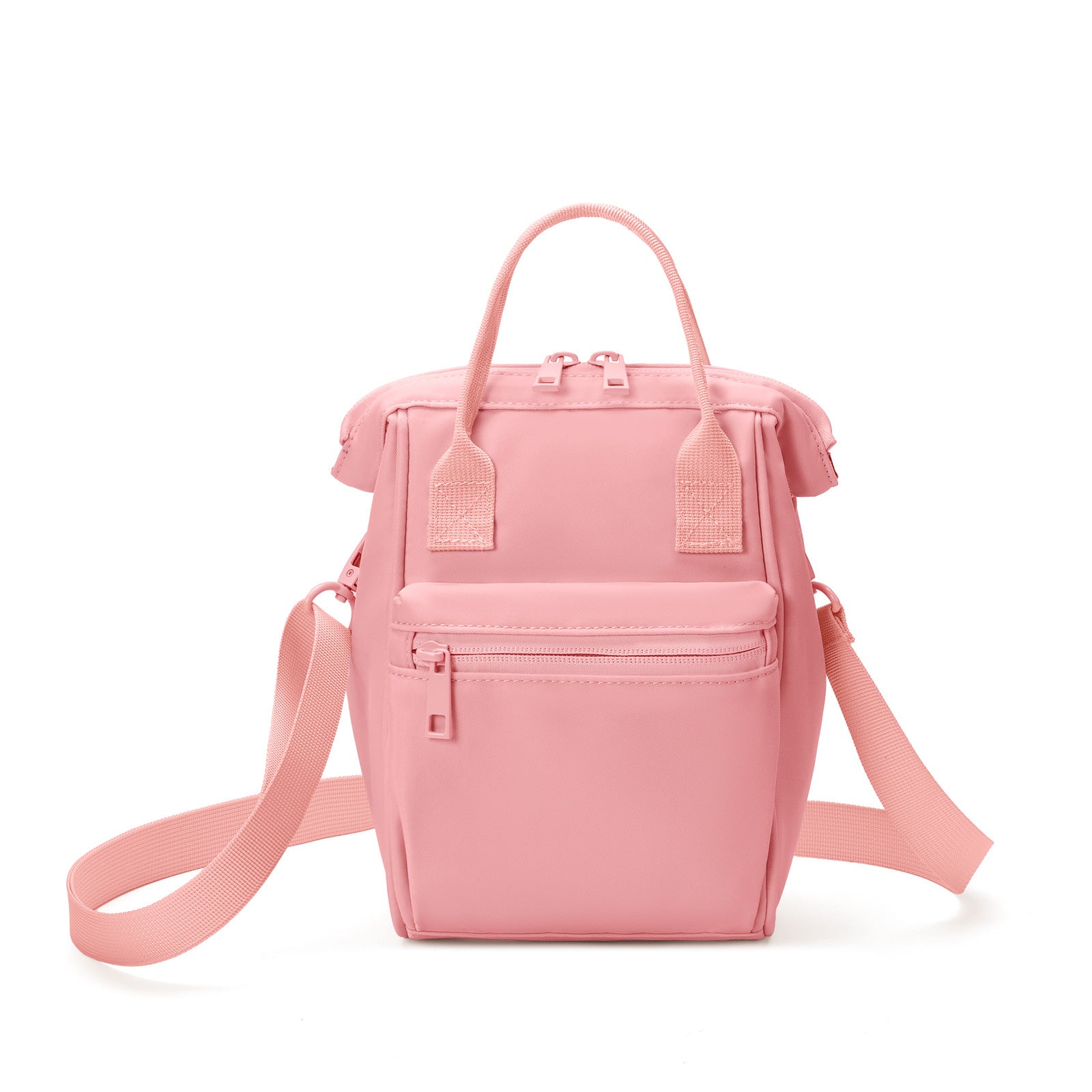 Pink Mini Waterproof Oxford Backpack - Lightweight 263g Travel Crossbody Bag with Adjustable Straps
