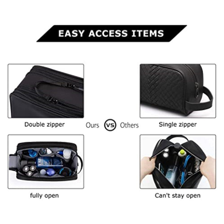 Black Stylish Waterproof Travel Toiletry Bag Organizer - Large Capacity Shaving Kit & Makeup Case(Makeup is a prop for shooting and is not included) 4