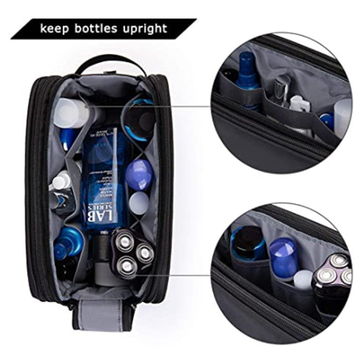 Black Stylish Waterproof Travel Toiletry Bag Organizer - Large Capacity Shaving Kit & Makeup Case(Makeup is a prop for shooting and is not included) 5