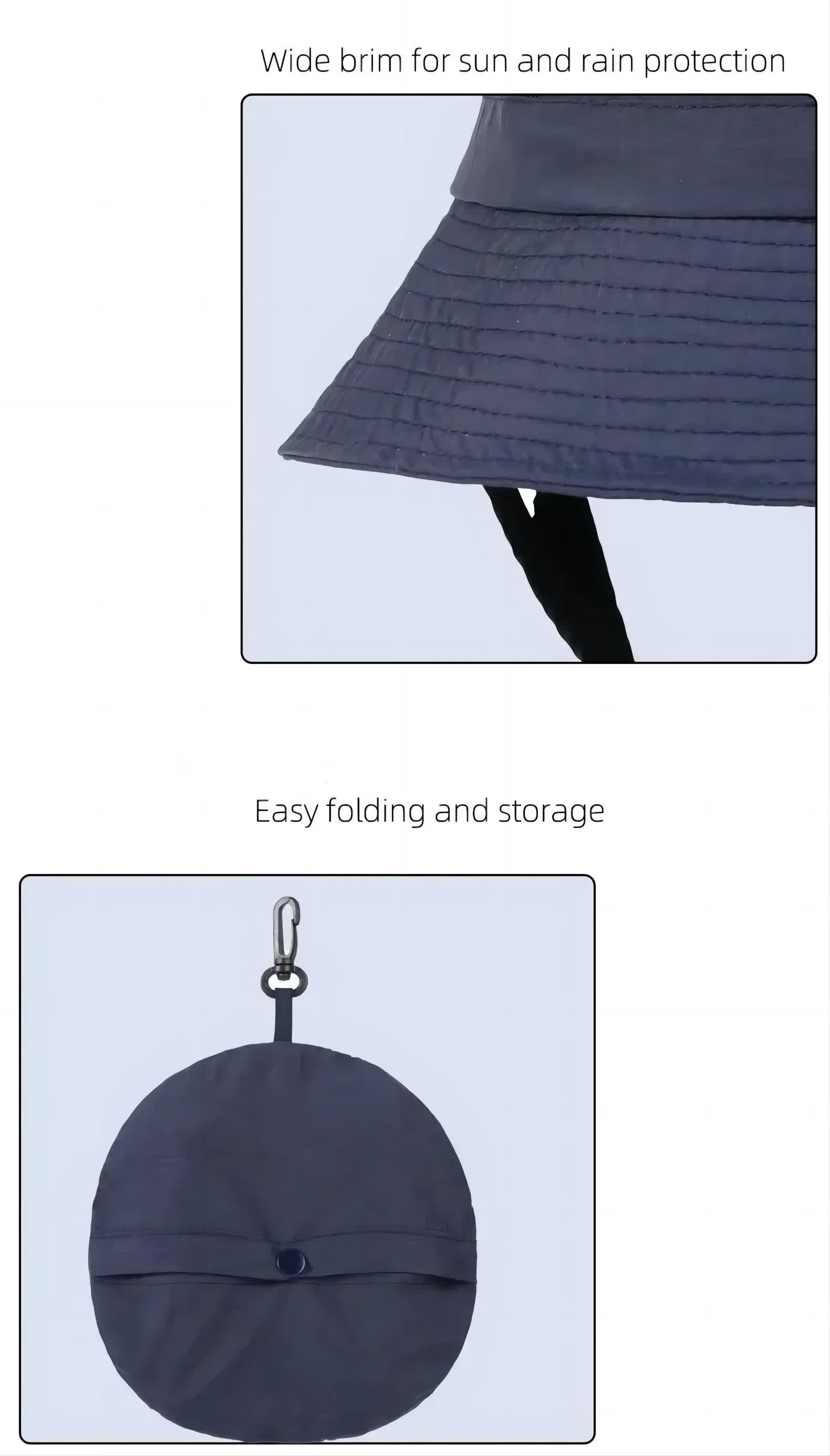 Black UV50+ Sun Protection Bucket Hat - Waterproof, Quick-Dry, Foldable Outdoor Fishing Hat for Men and Women 4