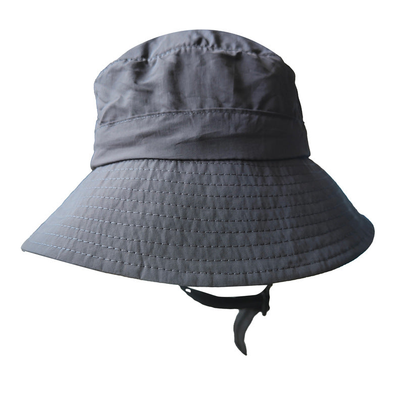 Dark Grey UV50+ Sun Protection Bucket Hat - Waterproof, Quick-Dry, Foldable Outdoor Fishing Hat for Men and Women