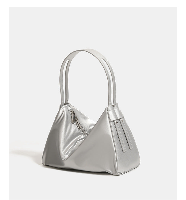Silver Luminous Silver Nylon Underarm Shoulder Bag - Convertible Crossbody Hobo with Pouch - Lightweight & Modern 5
