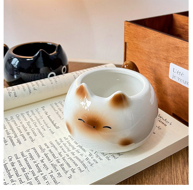 Black Adorable Ceramic Cat Mug - Cute Creative Coffee Cup with Tail Handle (210ml) 4