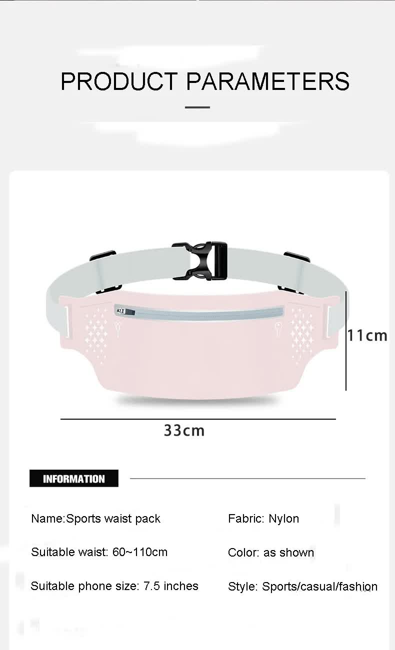 2 Pcs Black Lightweight Women's Running Waist Bag - Splash-Proof Fitness Belt with Stretchable Phone Storage 5